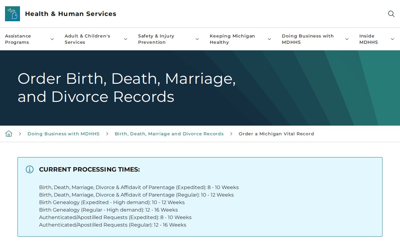Flint Township residents directory Michigan vital-record ordering information