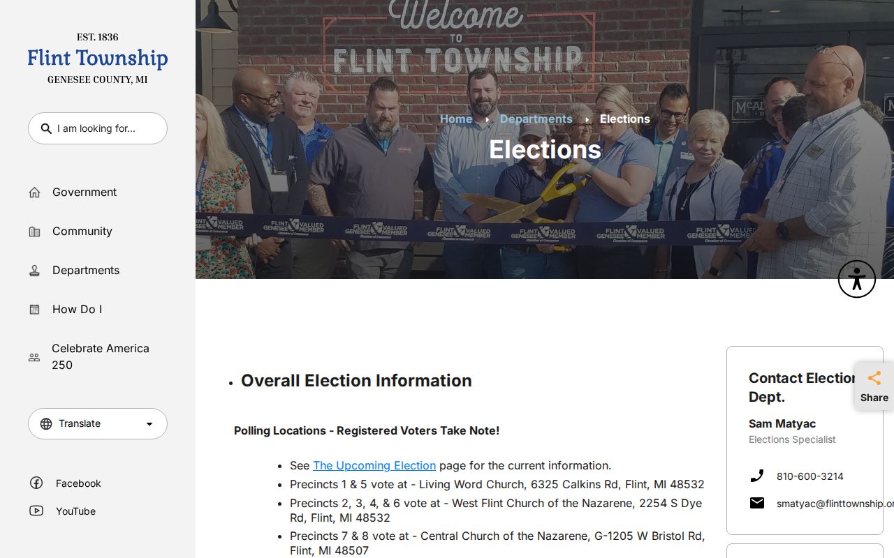 Flint Township neighbors lookup reference for township elections and precinct information