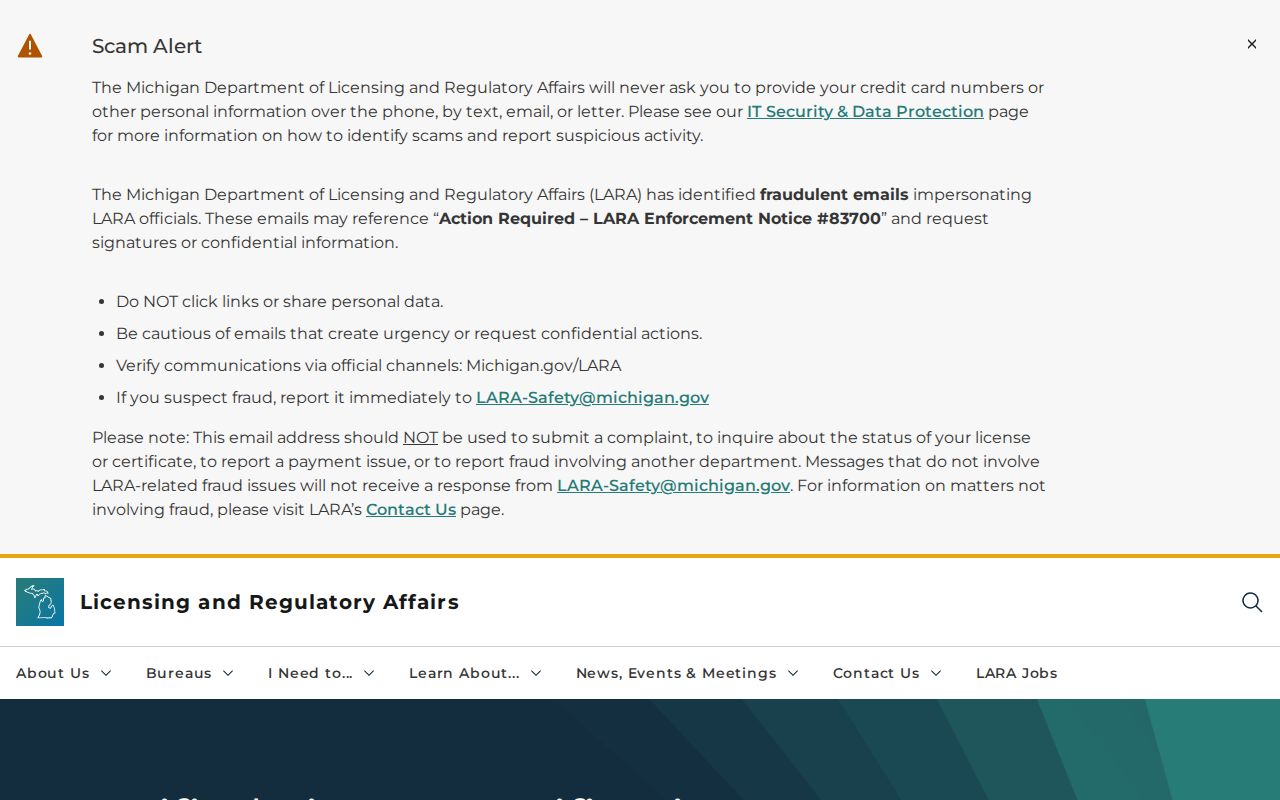Flint Township resident lookup view of the Michigan LARA license search
