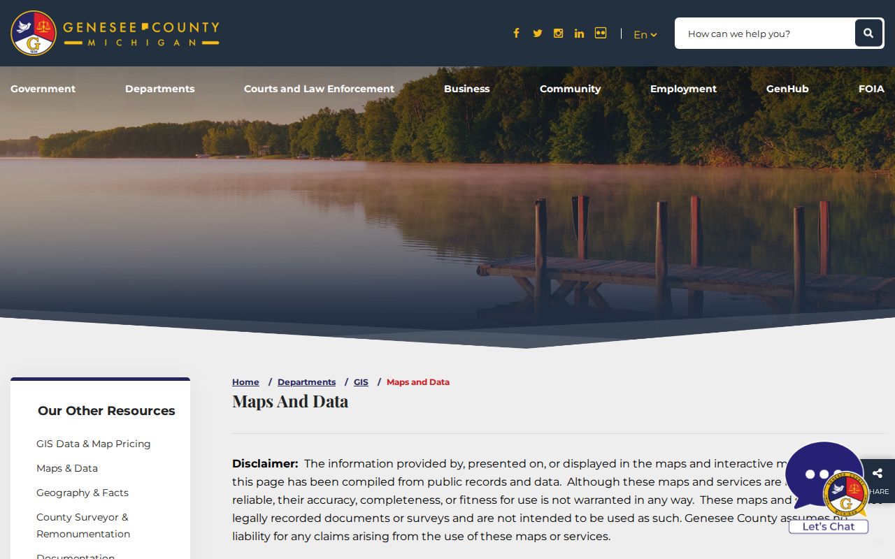 Flint Township street directory view of Genesee County GIS maps and data